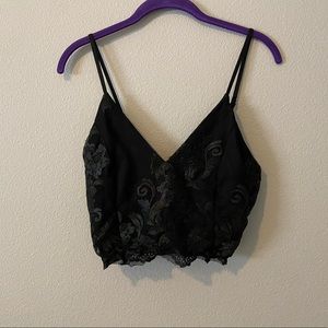 Papaya Black Lace Crop Tank Top Zip Back